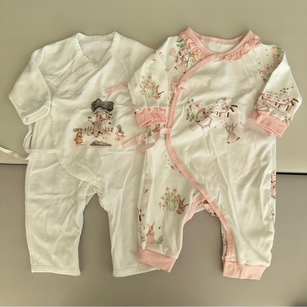2 Baby Kimono Bodysuits 3-6Months